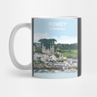 Fowey Cornwall. Cornish gift Kernow Travel location poster, St Austell Mug